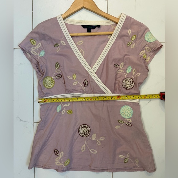 Boden Dusty Pink Embroidered Cotton Babydoll Top Sz 12 - Picture 8 of 8